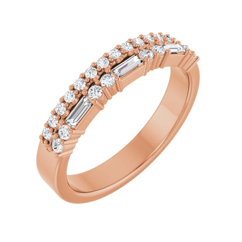 Round & Baguette Lab Diamond Anniversary Wedding Band (1/3ctw)