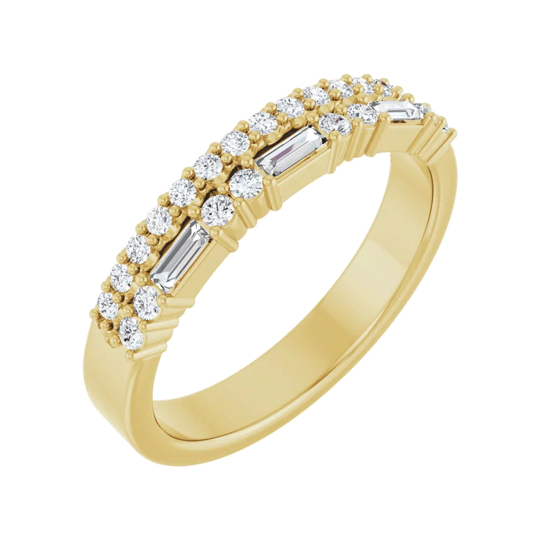 Round & Baguette Lab Diamond Anniversary Wedding Band (1/3ctw)