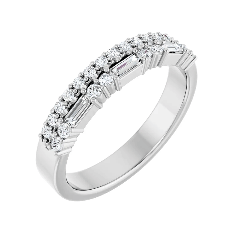 Round & Baguette Lab Diamond Anniversary Wedding Band (1/3ctw)