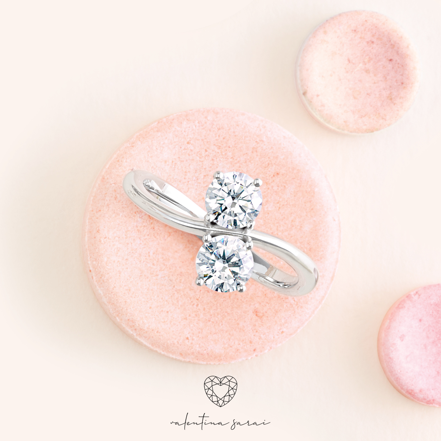 5.2mm Two-Stone GIA Certified Lab Diamond Engagement Ring (1.00ctw)