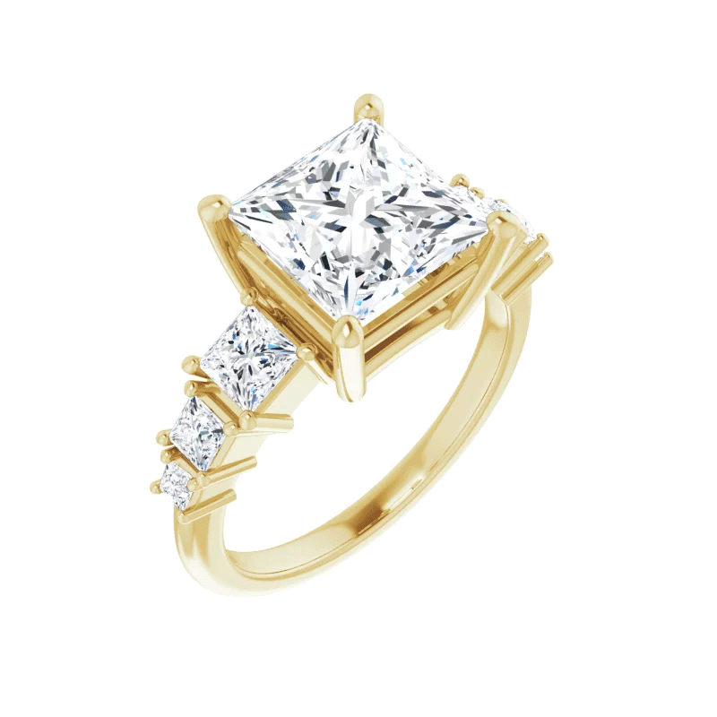 Princess Cut Accented Lab Diamond Engagement Ring (7/8ctw)