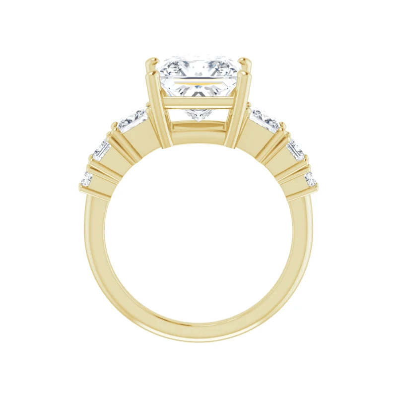 Princess Cut Accented Lab Diamond Engagement Ring (7/8ctw)
