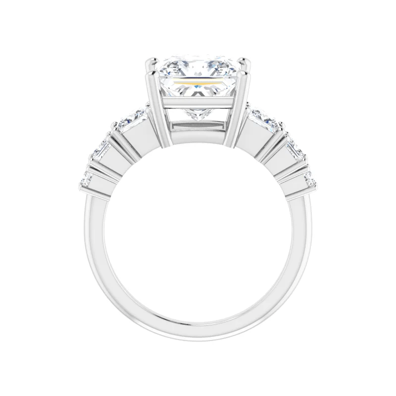 Princess Cut Accented Lab Diamond Engagement Ring (7/8ctw)