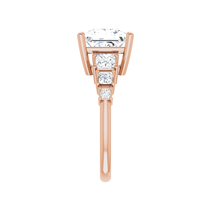 Princess Cut Accented Lab Diamond Engagement Ring (7/8ctw)