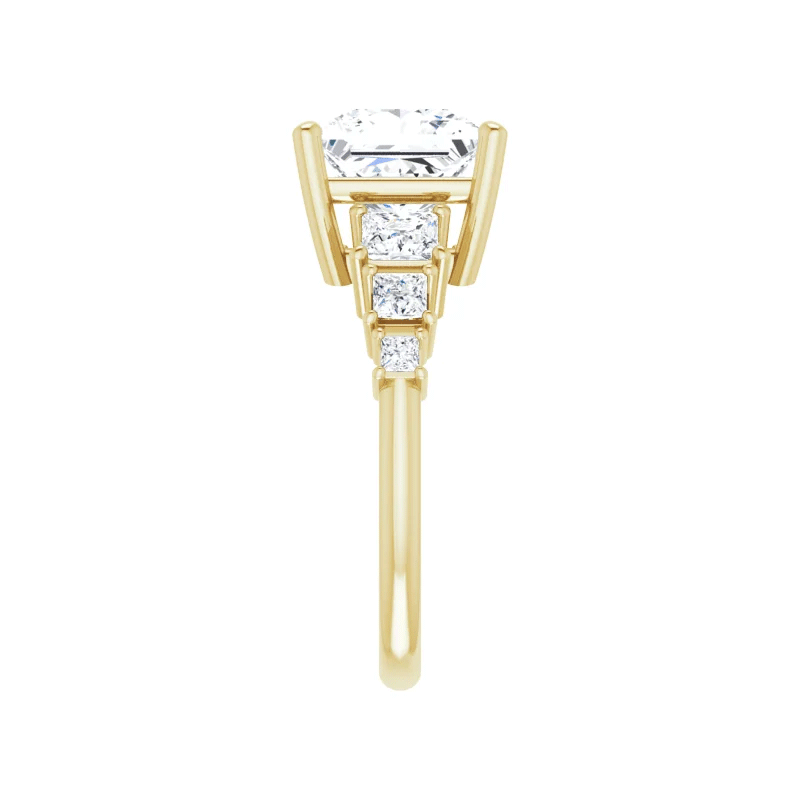 Princess Cut Accented Lab Diamond Engagement Ring (7/8ctw)