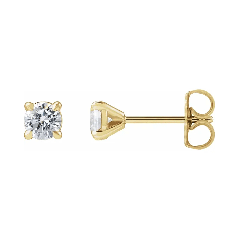 Aretes con diamantes de laboratorio brillantes redondos (1/2 qt)