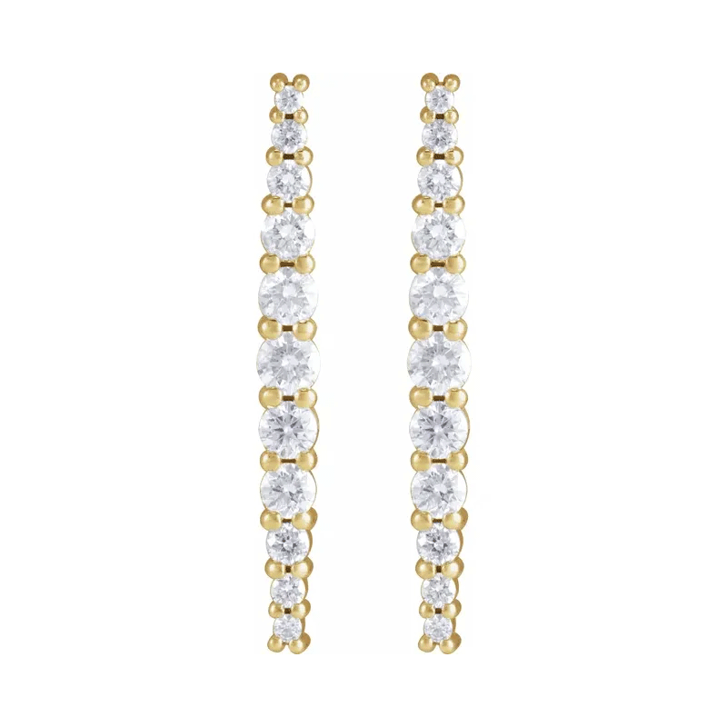 Aretes colgantes con diamantes de laboratorio graduados (1/2 qt)
