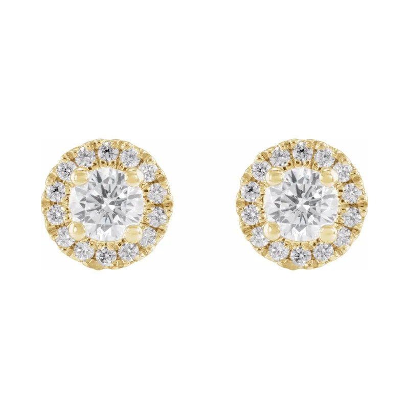Aretes redondos de diamantes de laboratorio con halo (1/2 qt)