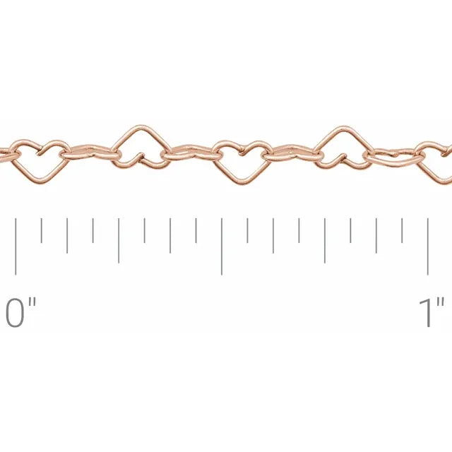 3.2mm Heart Chain By The Inch - Permanent Jewelry
