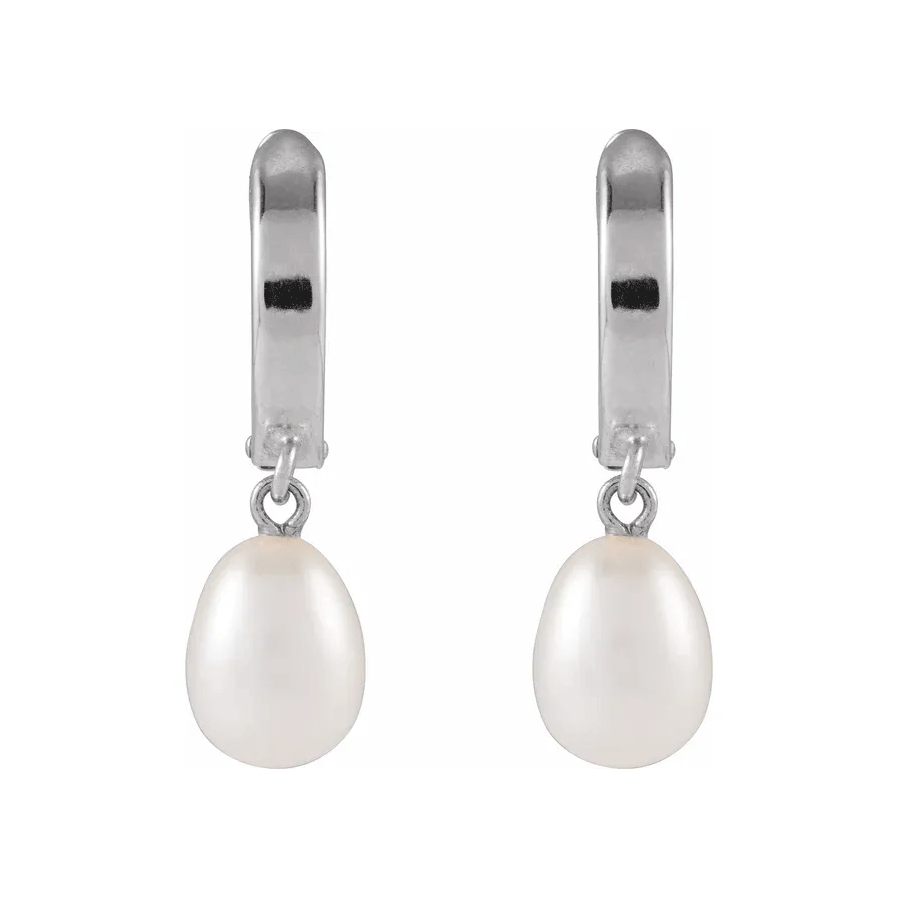 Pendientes de aro con perlas cultivadas de agua dulce blancas