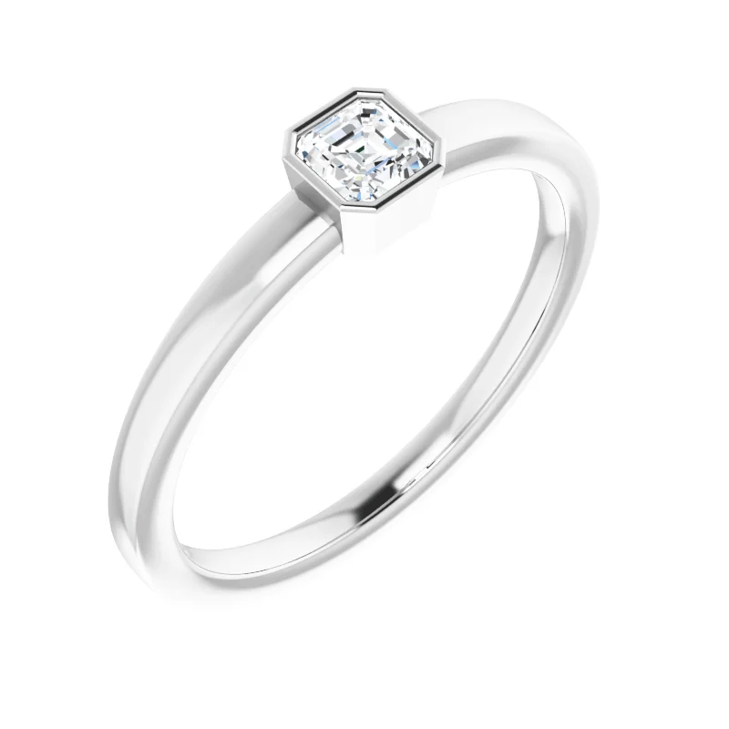 Asscher Cut Lab Diamond Solitaire Ring (1/4ct)