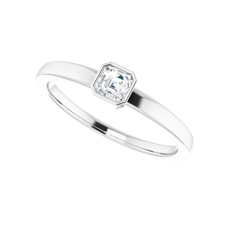 Asscher Cut Lab Diamond Solitaire Ring (1/4ct)