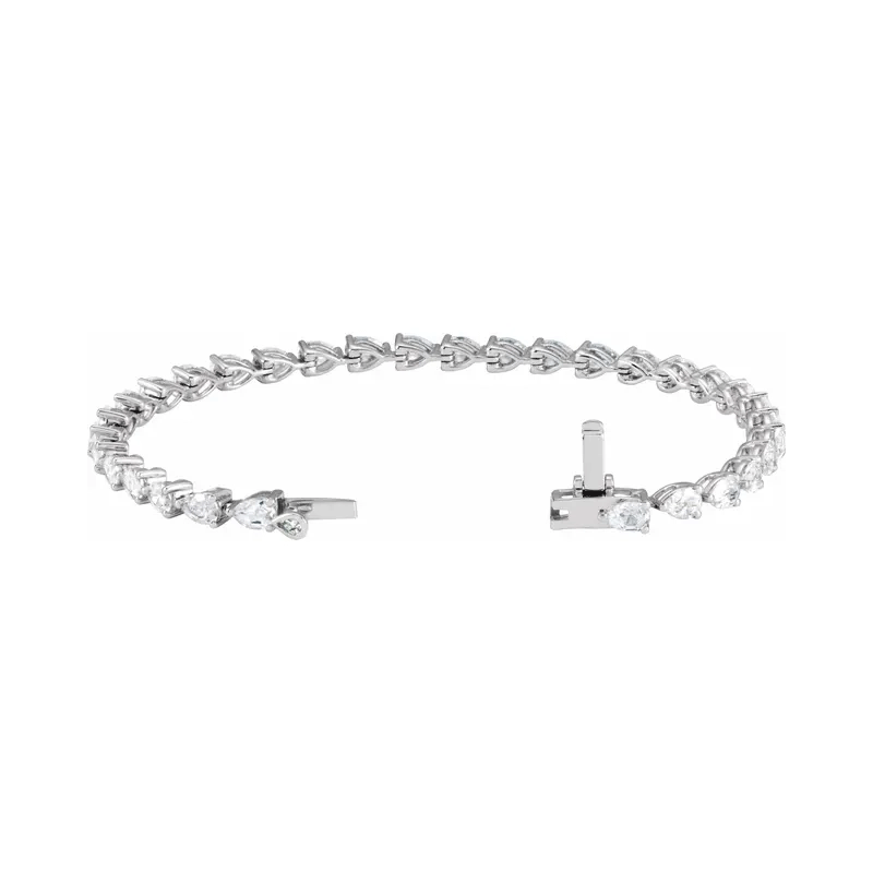 Pear Shape Lab Diamond Line Bracelet - 6.50ctw