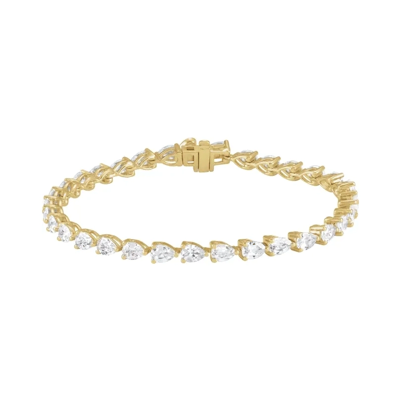 Pear Shape Lab Diamond Line Bracelet - 6.50ctw