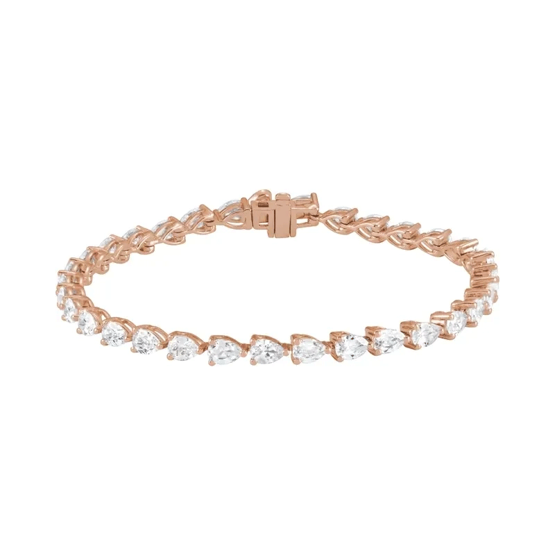 Pear Shape Lab Diamond Line Bracelet - 6.50ctw