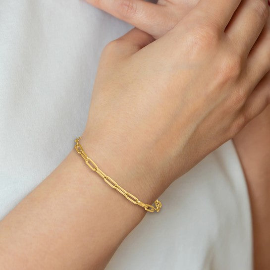 Solid Gold Paperclip Link Bracelet - 3.5mm