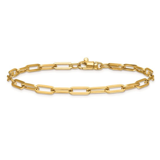 Solid Gold Paperclip Link Bracelet - 3.5mm