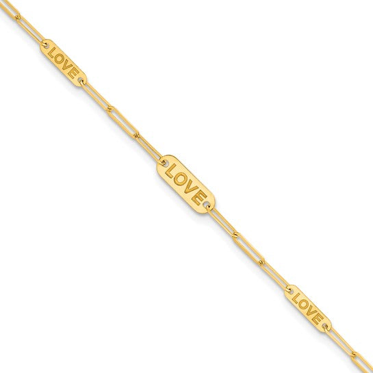 Love Station Paperclip Bracelet - 14K Yellow Gold