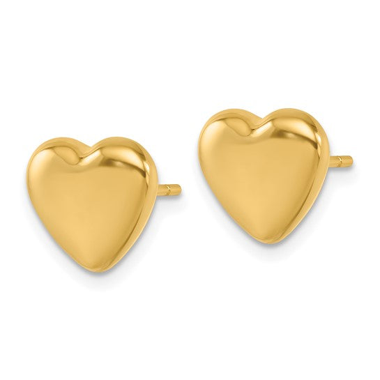 Aretes con forma de corazón - Oro amarillo de 14 k