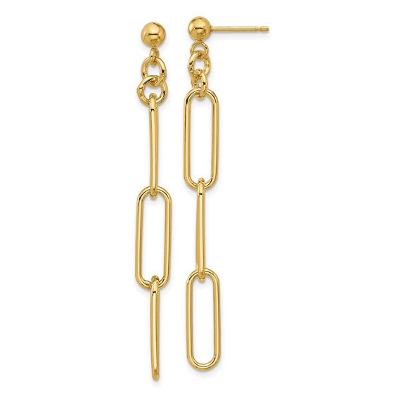 Aretes colgantes con eslabones de clip - Oro amarillo de 14 k