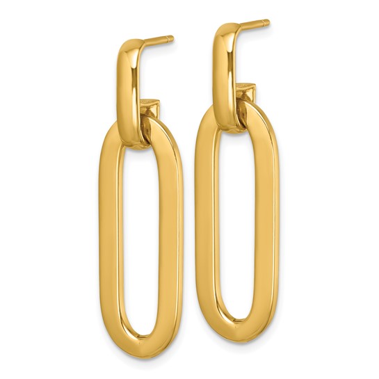 Paperclip Link Semi-Solid Dangle Earrings - 14K Yellow Gold