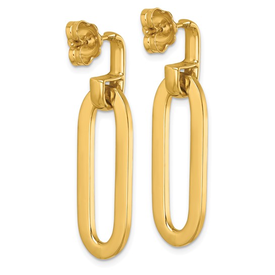 Paperclip Link Semi-Solid Dangle Earrings - 14K Yellow Gold