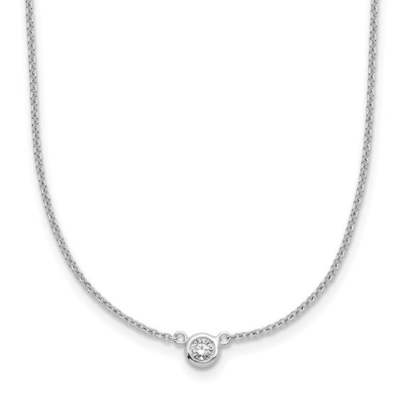 Round Brilliant Bezel Set Lab Diamond Solitaire Necklace -  (1/10ct)