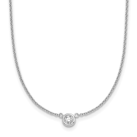 Round Brilliant Bezel Set Lab Diamond Solitaire Necklace -  (1/6ct)