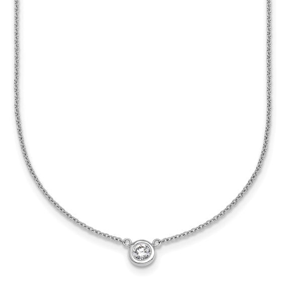 Round Brilliant Bezel Set Lab Diamond Solitaire Necklace -  (1/5ct)