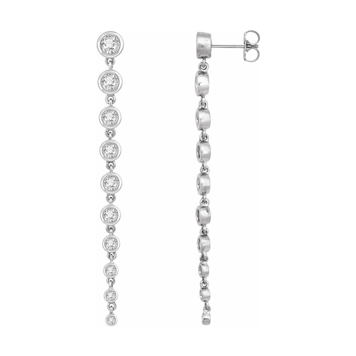 Bezel Set Lab Diamond Drop Dangle Earrings (2.00ctw)