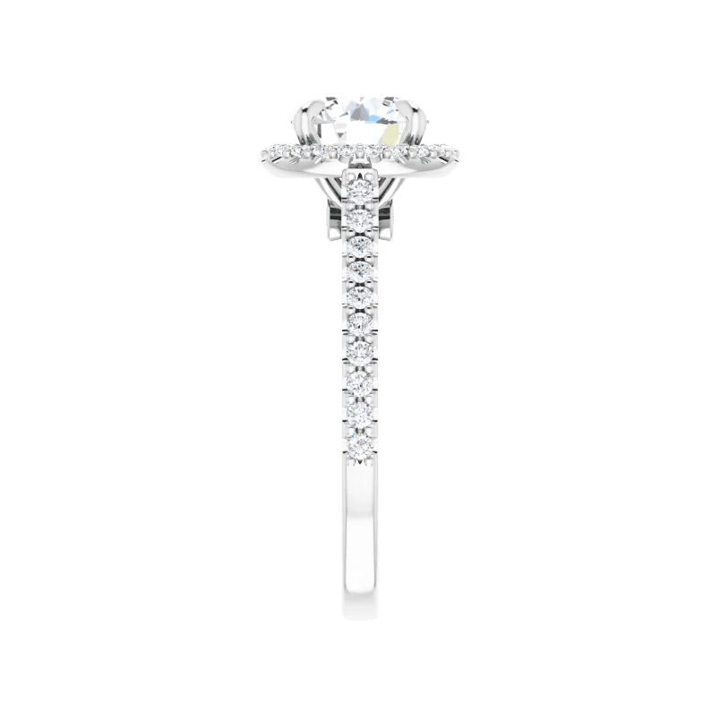 Round Lab Diamond French Set Halo Engagement Ring (1/3tw)