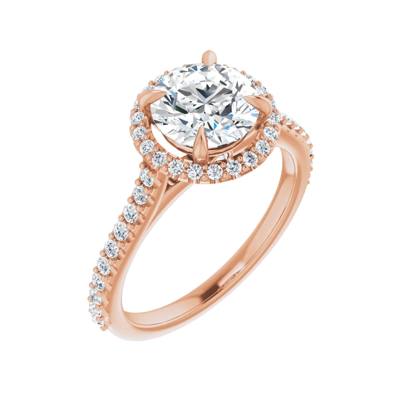 Round Lab Diamond French Set Halo Engagement Ring (1/3tw)