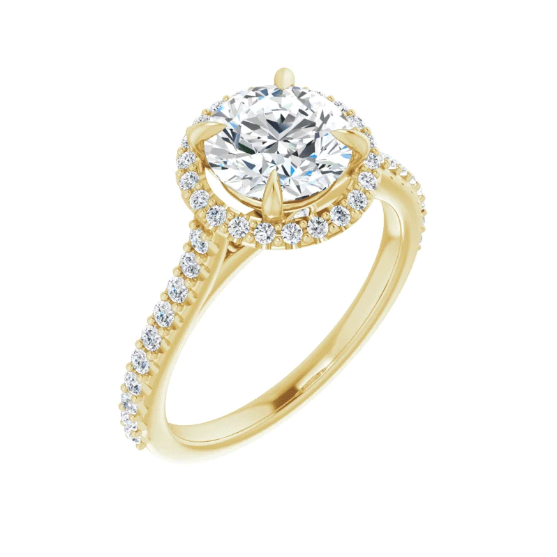 Round Lab Diamond French Set Halo Engagement Ring (1/3tw)