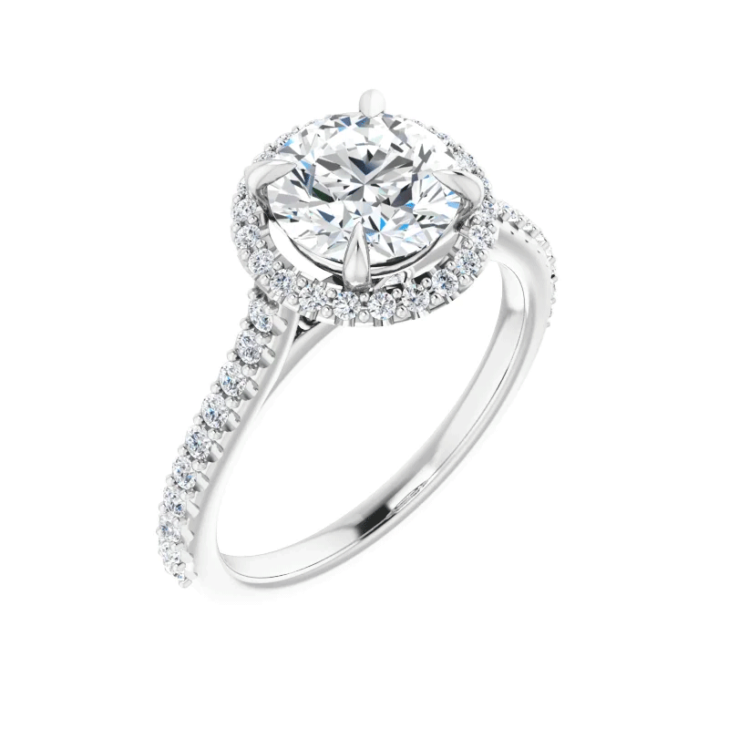 Round Lab Diamond French Set Halo Engagement Ring (1/3tw)