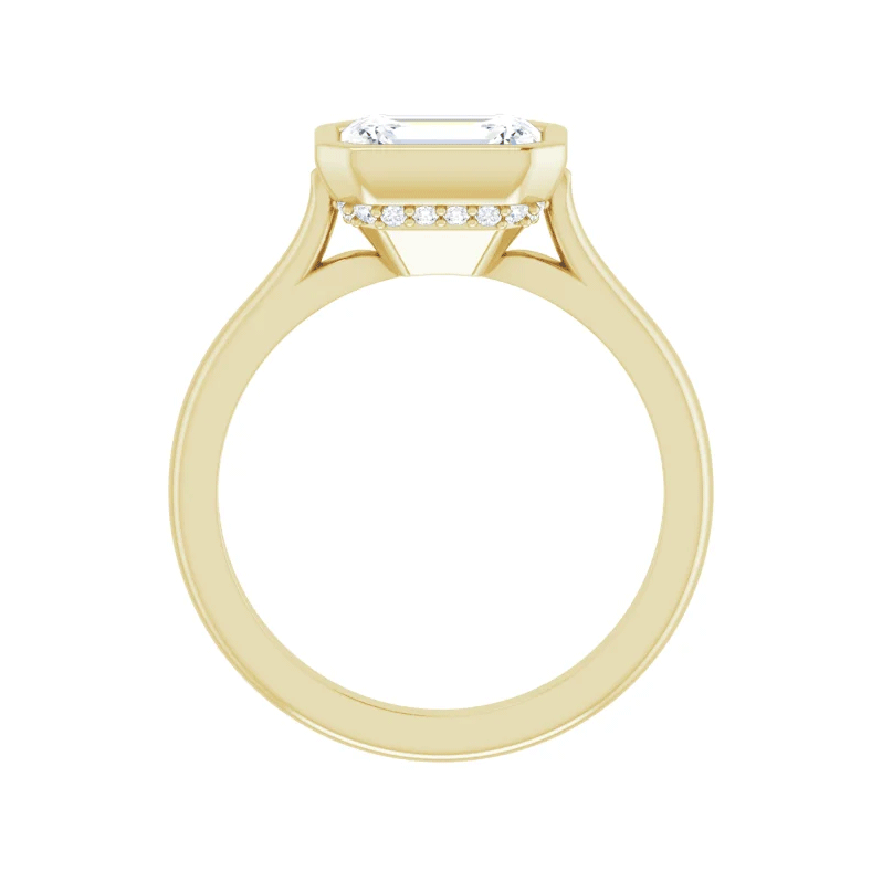 Emerald Cut Bezel Set Lab Diamond Engagement Ring (1/10ctw)