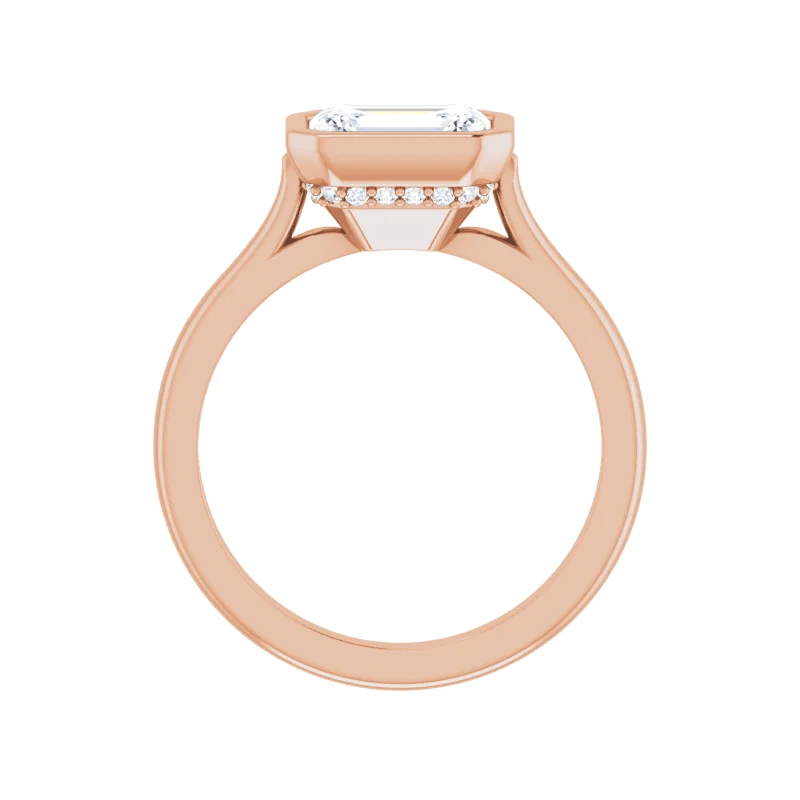 Emerald Cut Bezel Set Lab Diamond Engagement Ring (1/10ctw)