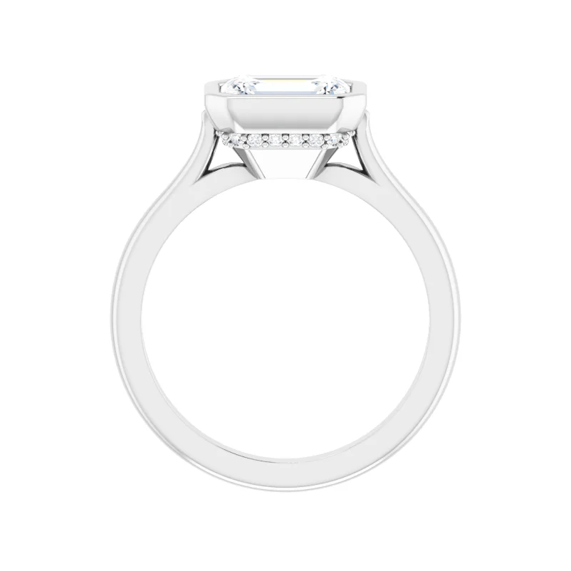 Emerald Cut Bezel Set Lab Diamond Engagement Ring (1/10ctw)