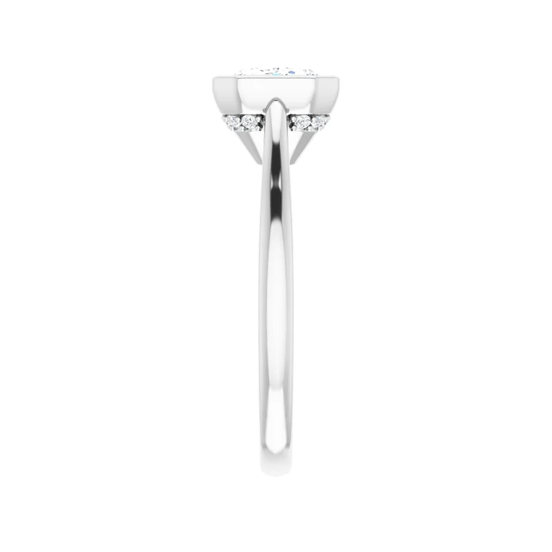 Emerald Cut Bezel Set Lab Diamond Engagement Ring (1/10ctw)