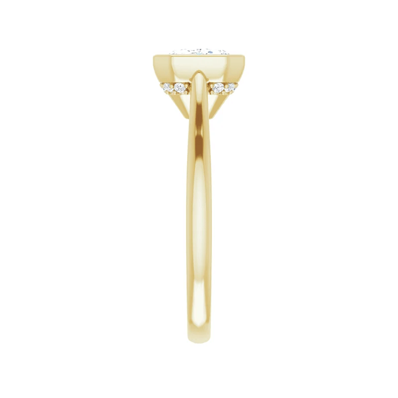 Emerald Cut Bezel Set Lab Diamond Engagement Ring (1/10ctw)