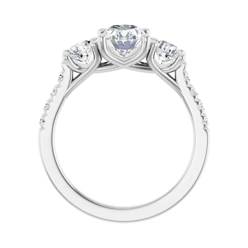 Oval & Round Three-Stone Lab Diamond Engagement Ring 1/2ctw