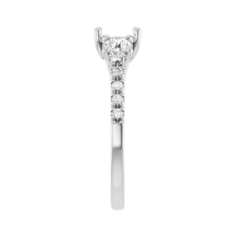 Oval & Round Three-Stone Lab Diamond Engagement Ring 1/2ctw