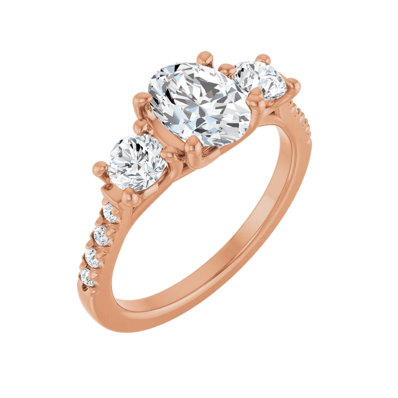 Oval & Round Three-Stone Lab Diamond Engagement Ring 1/2ctw