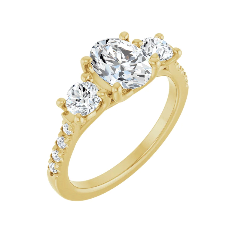 Oval & Round Three-Stone Lab Diamond Engagement Ring 1/2ctw