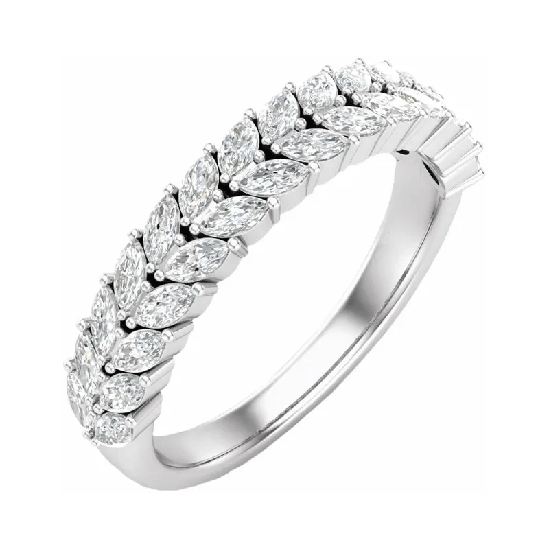 Double Row Marquise Lab Diamond Anniversary Wedding Band (3/4ctw)