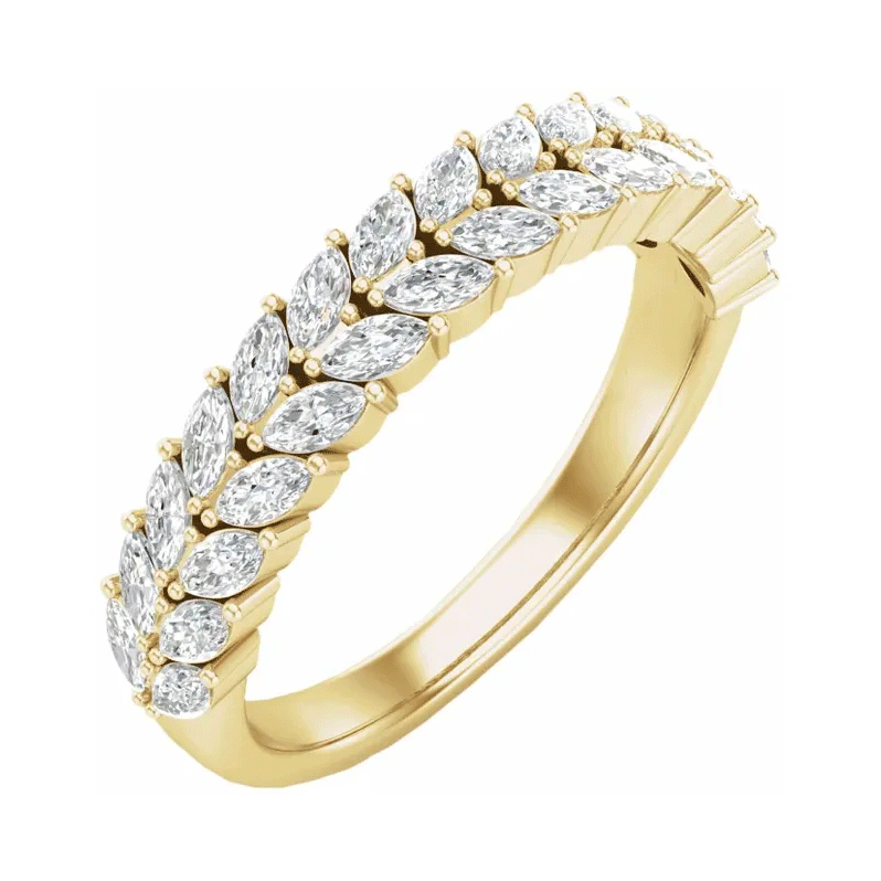 Double Row Marquise Lab Diamond Anniversary Wedding Band (3/4ctw)