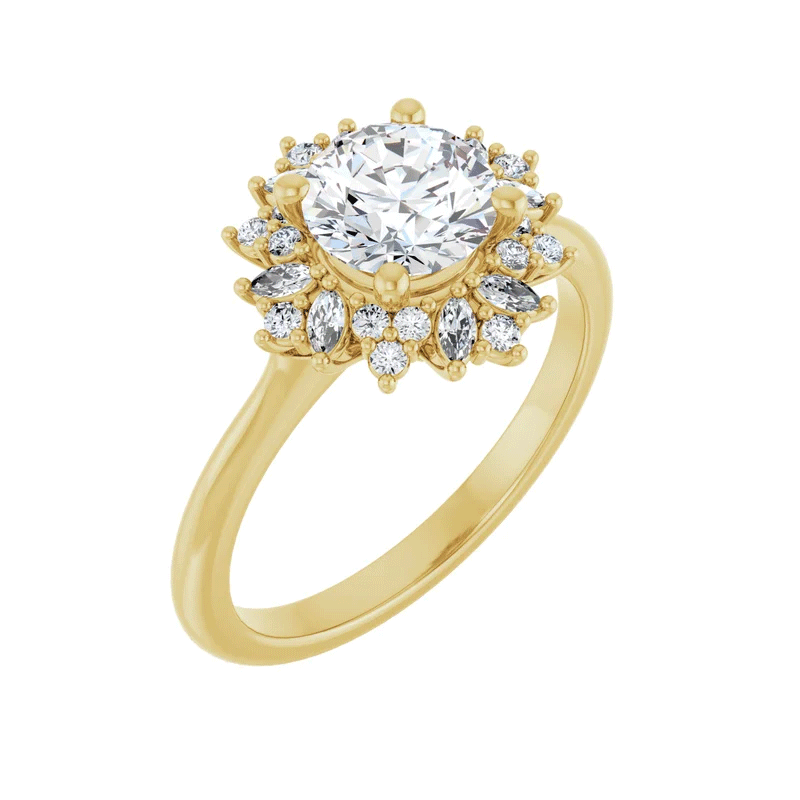 Round & Marquise Lab Diamond Halo Engagement Ring (1/3tw)