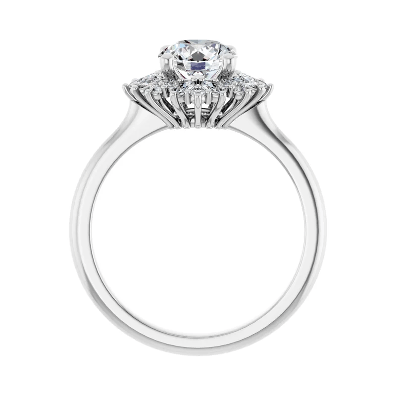 Round & Marquise Lab Diamond Halo Engagement Ring (1/3tw)