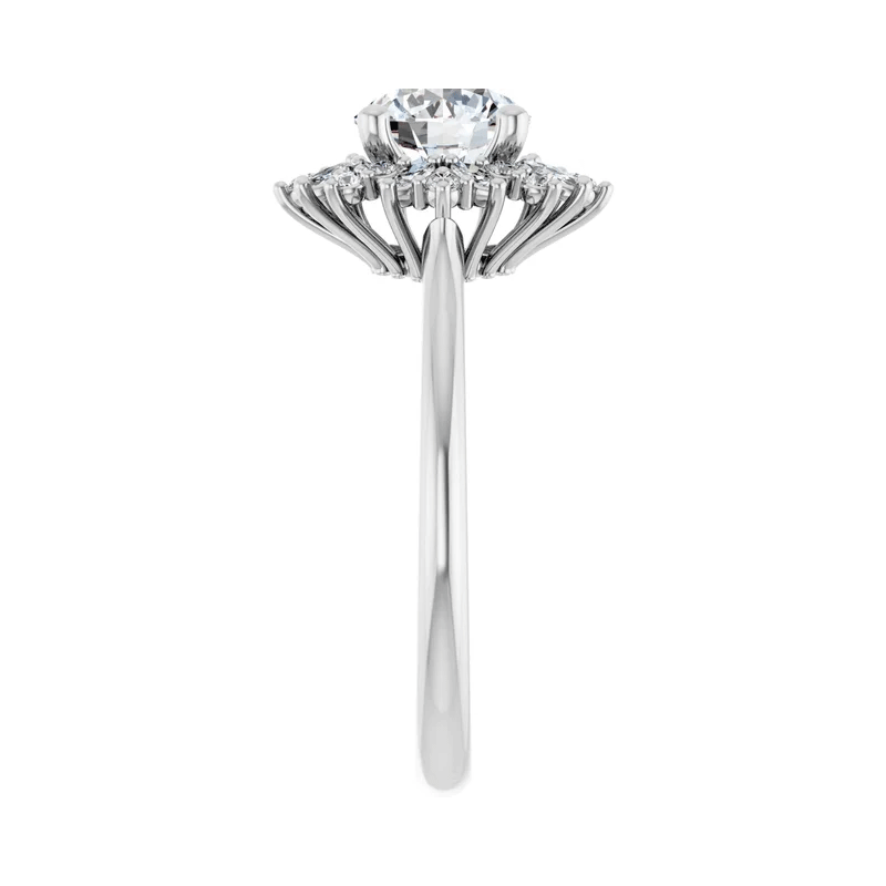 Round & Marquise Lab Diamond Halo Engagement Ring (1/3tw)