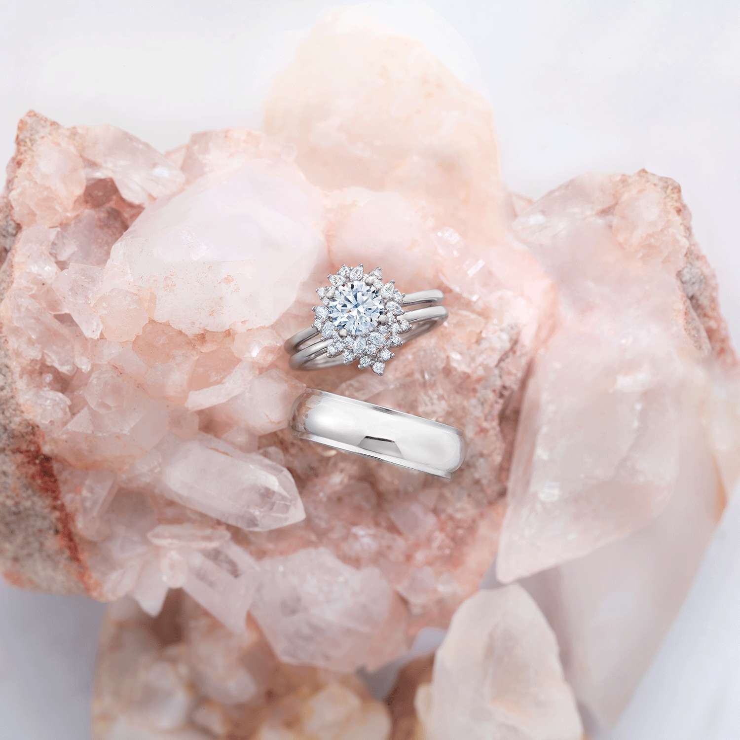 Round & Marquise Lab Diamond Halo Engagement Ring (1/3tw)