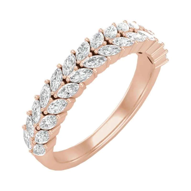 Double Row Marquise Lab Diamond Anniversary Wedding Band (3/4ctw)
